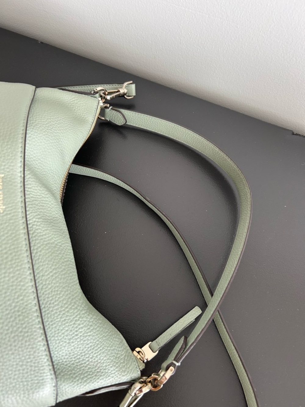 Kate Spade Mint Green Leather Shoulder Bag Crossbody Gold Hardware - Picture 7 of 12